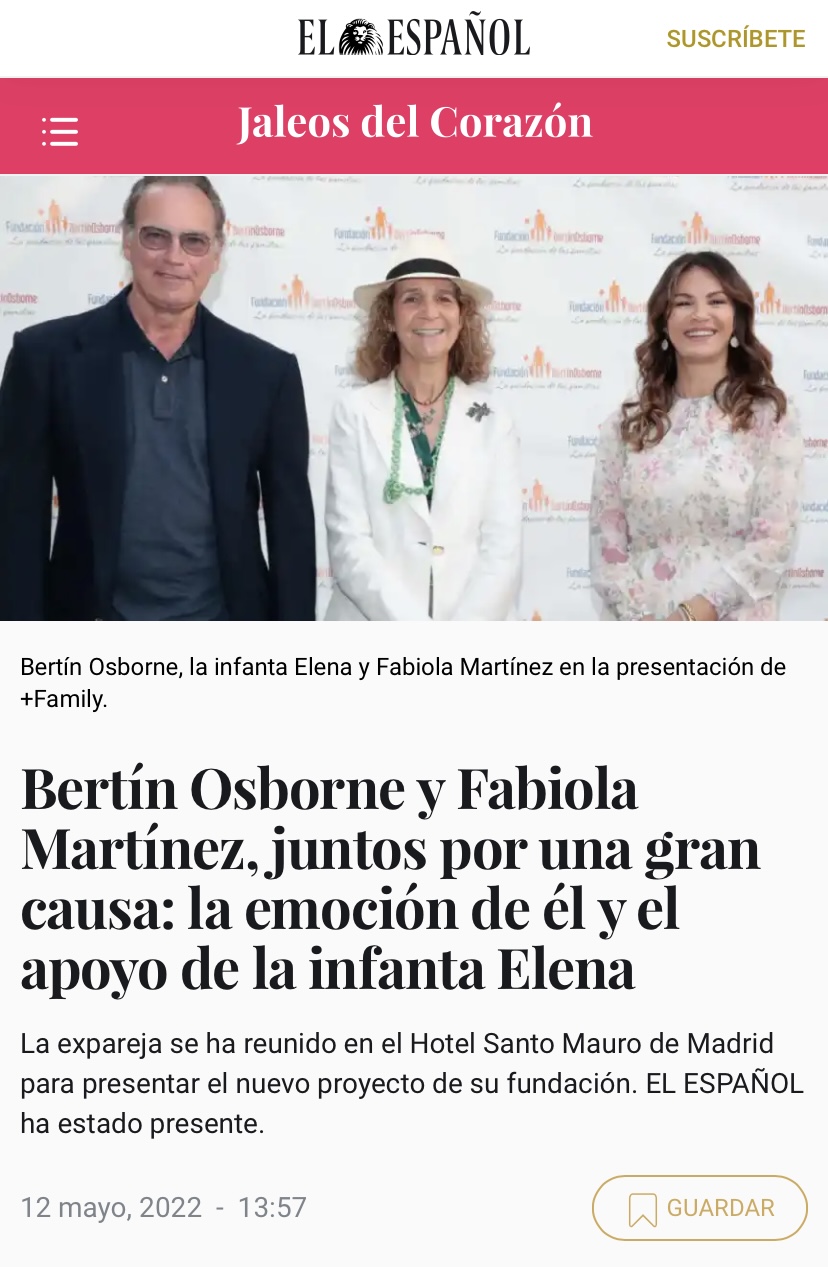 Bertín Osborne y Fabiola Martínez, juntos por una gran causa: la emoción de él y el apoyo de la infanta Elena