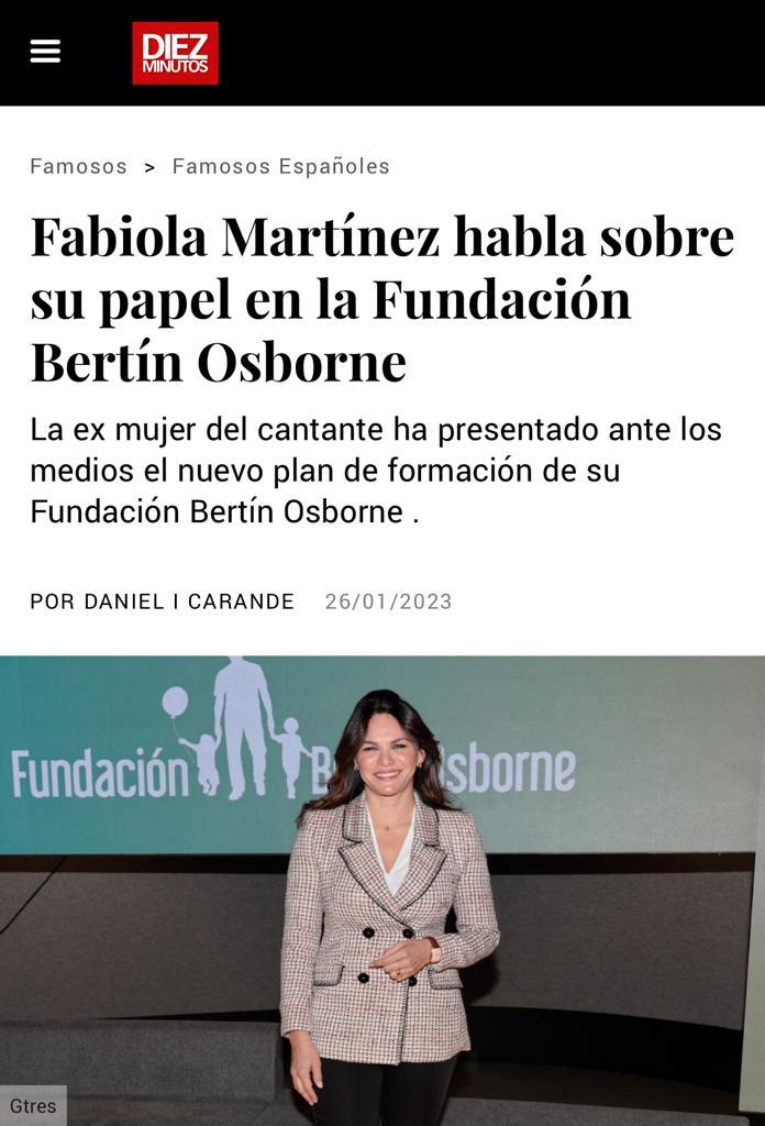 Fabiola Martínez habla sobre su papel en la Fundación Bertín Osborne