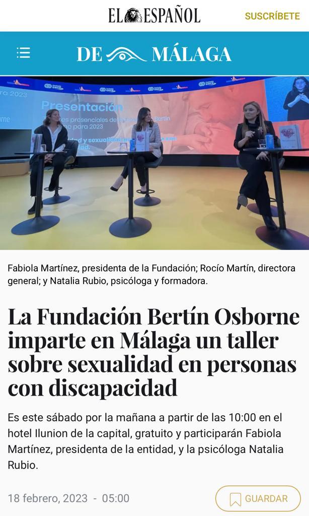 La Fundación Bertín Osborne imparte en Málaga un taller sobre sexualidad en personas con discapacidad